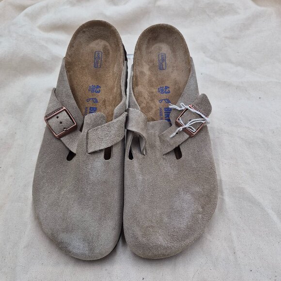 NEW Birkenstock Boston Suede Taupe Slip-on Clogs Soft footbed Mens 43 US 10-10.5 - Picture 1 of 6